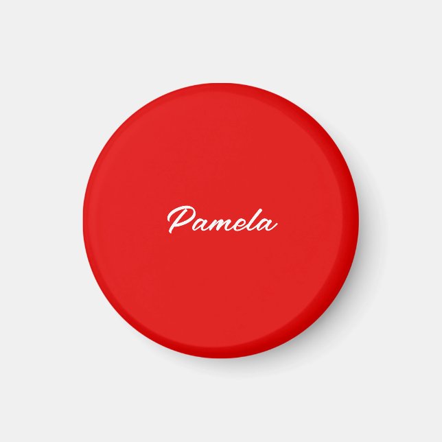 Aimant Nom élégant Minimaliste classique rouge chaud (Devant)