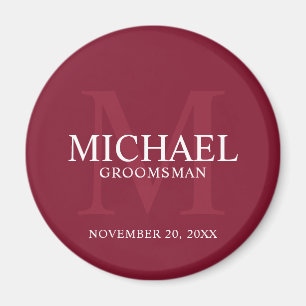 Aimant Nom et monogramme des Groomsmen personnalisés