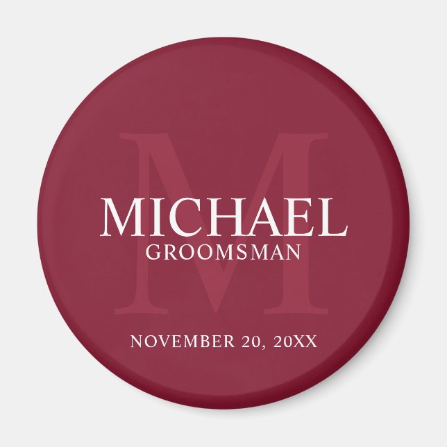 Aimant Nom et monogramme des Groomsmen personnalisés (Devant)
