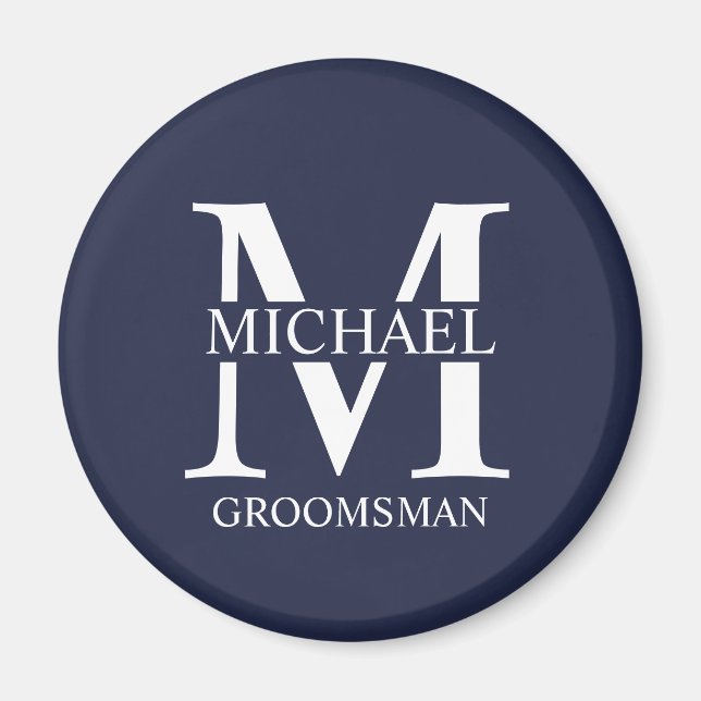 Aimant Nom et monogramme du Groomsman personnalisé (Devant)