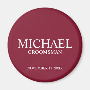 Aimant Nom et monogramme du Groomsman personnalisé