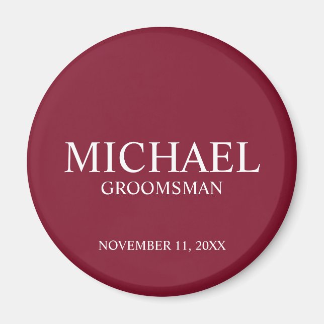 Aimant Nom et monogramme du Groomsman personnalisé (Devant)