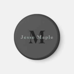 Aimant Nom et monogramme Gris foncé