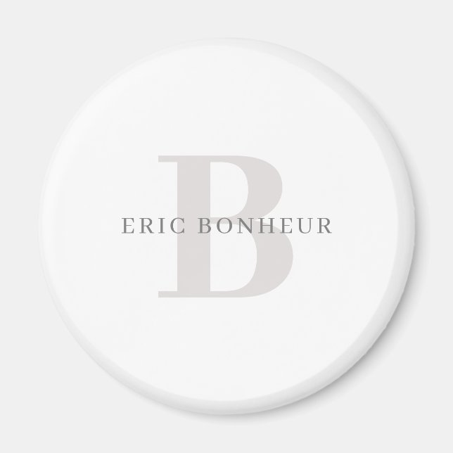 Aimant Nom et monogramme modernes élégants (Devant)