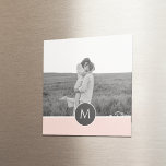 Aimant Nom et photo personnalisés minimalistes Pastel Pin<br><div class="desc">Nom et photo personnalisés minimalistes Pastel Pink</div>