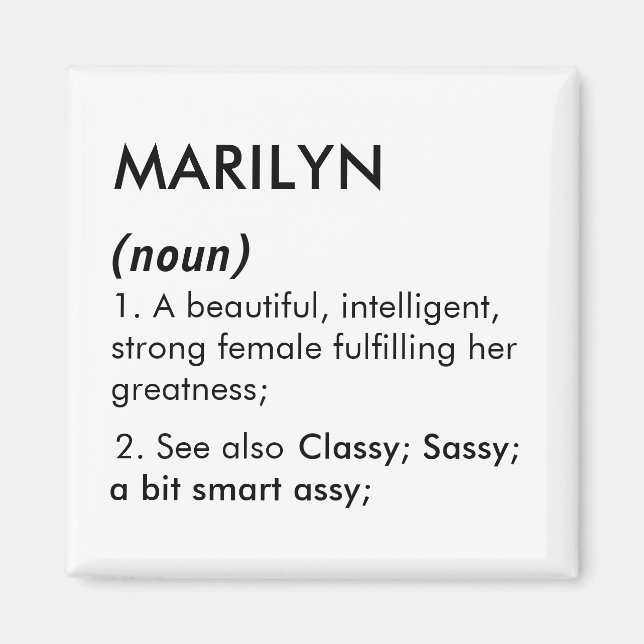 Aimant nom Marilyn, nom modifiable, nom personnalisé (Devant)