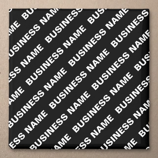 Aimant Nom modifiable répété en gras | Blanc noir simple (Créateur téléchargé)