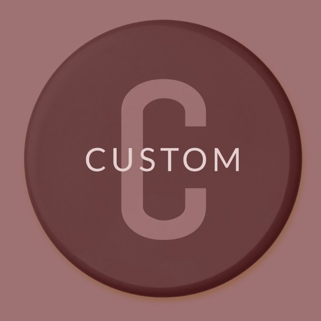 Aimant Nom Monogramme d'apparence moderne | Rouge marron (Créateur téléchargé)