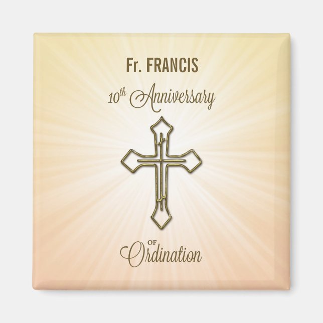Aimant Nom personnalisé, 10e anniversaire de l'ordination (Devant)