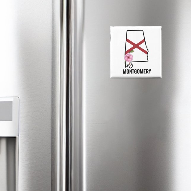 Aimant Nom personnalisé Alabama Drapeau et Fleur d'État C (Créateur téléchargé)