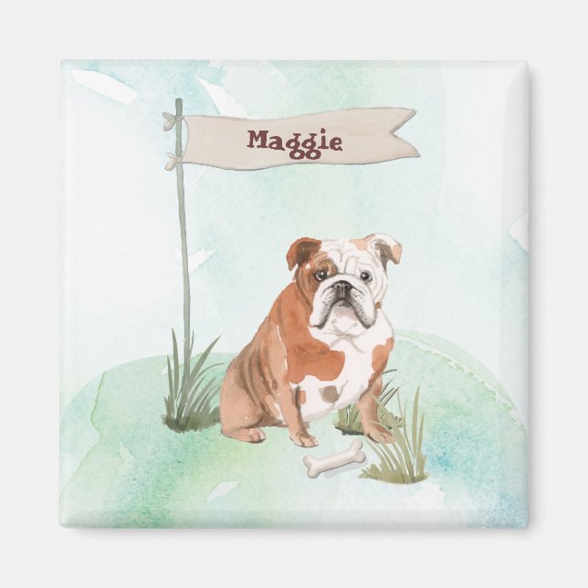Aimant Nom personnalisé Anglais Bulldog Pet Chien (Devant)