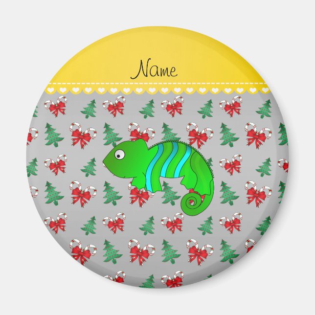 Aimant Nom personnalisé cameleon argent sucres de canne a (Devant)