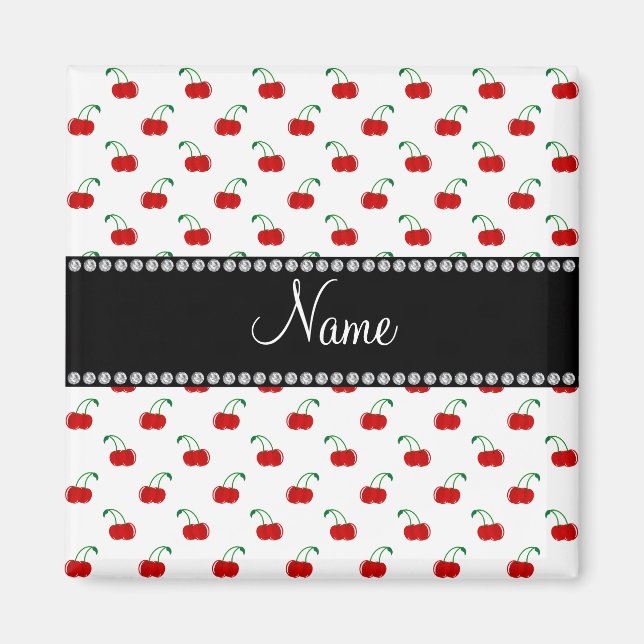 Aimant Nom personnalisé cerisier blanc motif (Devant)