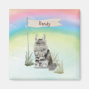 Aimant Nom personnalisé Chat Maine Coon Animal de compagn