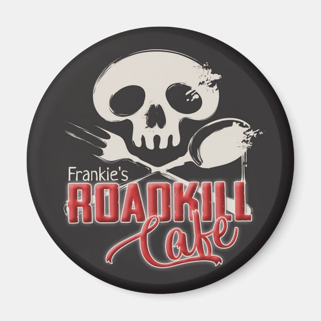Aimant NOM personnalisé Cheeky Roadkill Café Cuisine (Devant)