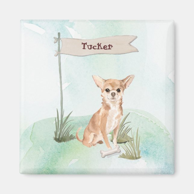 Aimant Nom personnalisé Chihuahua Chien animal de compagn (Devant)