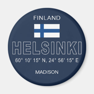 Aimant Nom personnalisé Coordonnées d'Helsinki