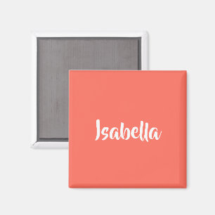 Aimant Nom personnalisé corail vibrant vif minimaliste