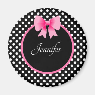 Aimant Nom personnalisé Cute Rose Bow