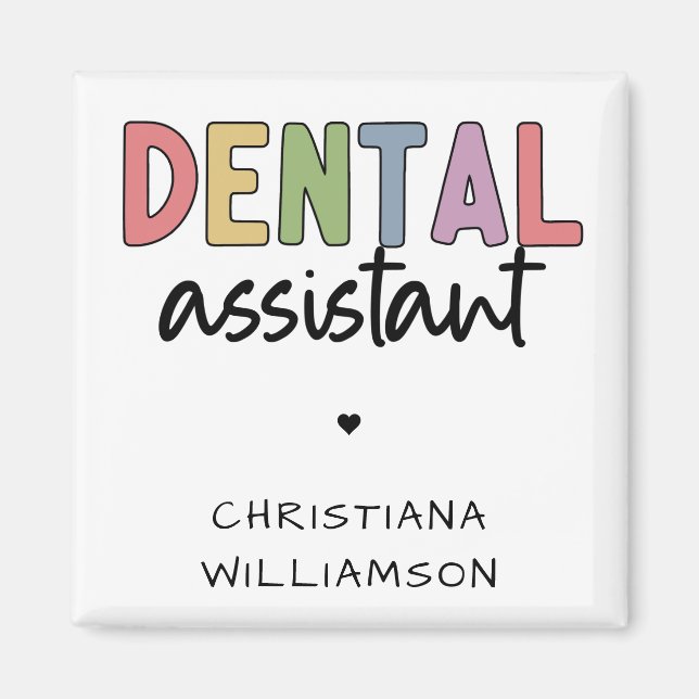 Aimant Nom personnalisé Dental Assistant Cadeau (Devant)