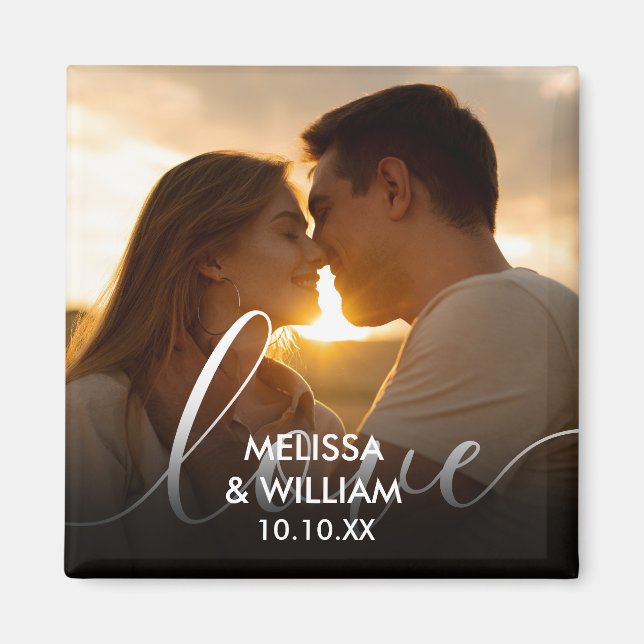 Aimant Nom personnalisé et photo de date (Devant)