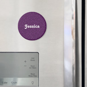 Aimant Nom personnalisé fleurs violettes sur noir