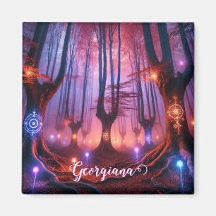 Aimant Nom personnalisé Forêt de Whimsigoth enchantée aut