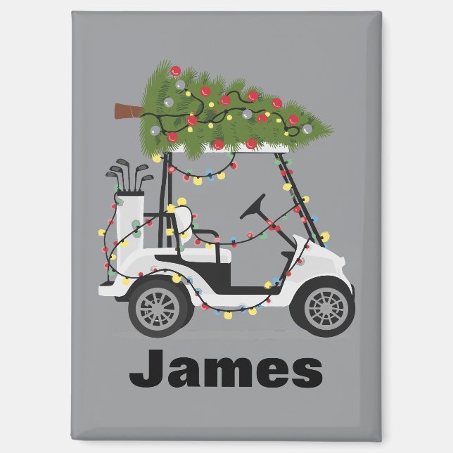 Aimant Nom personnalisé Golfeur Noël Golf Chariot Xmas  (Recto)