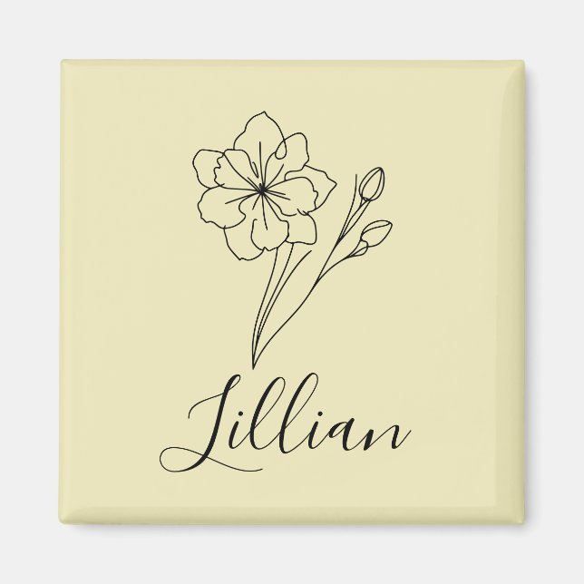 Aimant Nom personnalisé Mars jonquil Fleur de naissance (Devant)