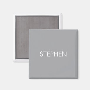 Aimant Nom personnalisé minimaliste gris 