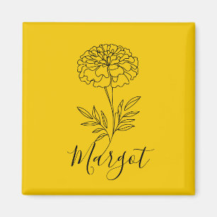 Aimant Nom personnalisé Octobre Marigold Flower de naissa