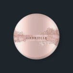 Aimant Nom personnalisé rose or parties scintillant faux<br><div class="desc">Nom personnalisé rose or parties scintillant faux feuille aimant rose</div>