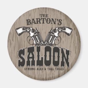 Aimant NOM PERSONNALISÉ Wild West Gun Revolver Saloon