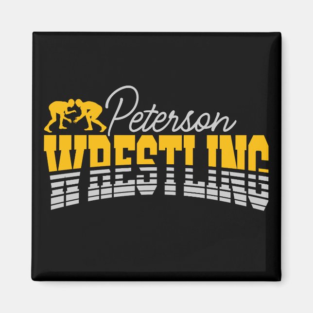 Aimant NOM personnalisé Wrestling School Team Wrestler (Devant)