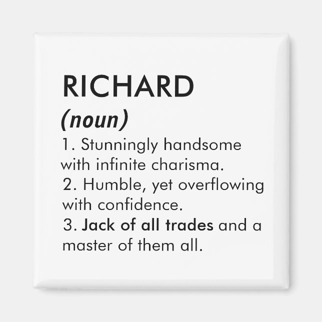 Aimant Nom Richard, Nom éditable, Nom personnalisé (Devant)