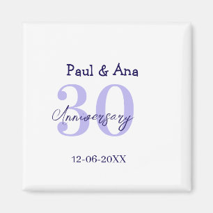 Aimant nom simple en lettre gras violet 30e anniversaire