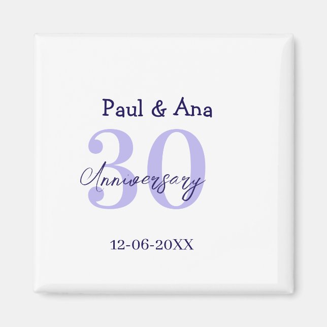Aimant nom simple en lettre gras violet 30e anniversaire (Devant)