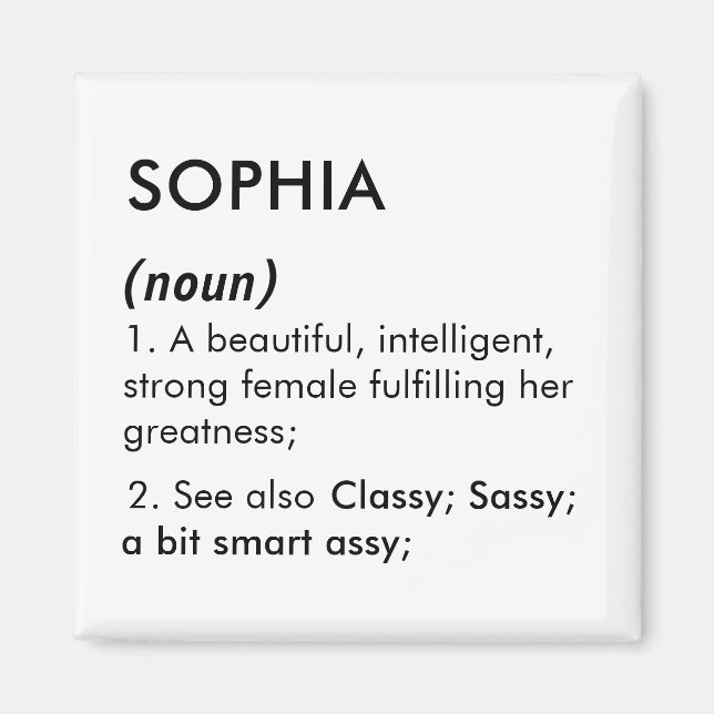 Aimant Nom Sophia, Nom modifiable, Nom personnalisé (Devant)