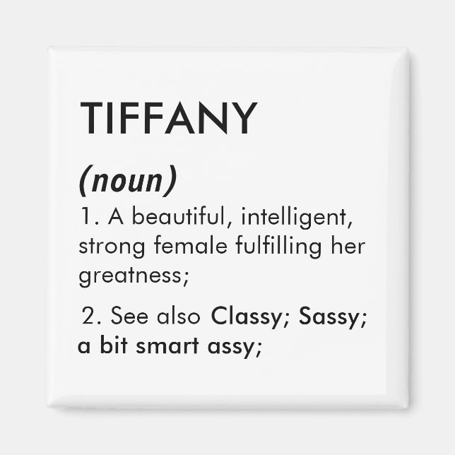 Aimant Nom Tiffany, Nom modifiable, Nom personnalisé (Devant)