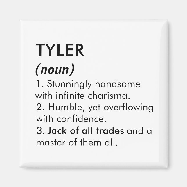 Aimant Nom Tyler, Nom modifiable, Nom personnalisé (Devant)
