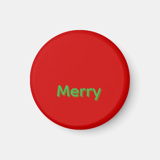Aimant Nom vert joyeux sur fond rouge (Devant)