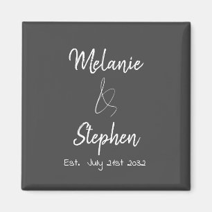 Aimant Noms de couple élégants Date Script Typographie Gr