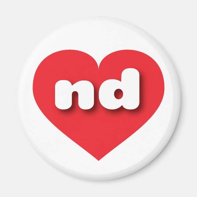 Aimant North Dakota Red Heart - J'aime ND (Devant)
