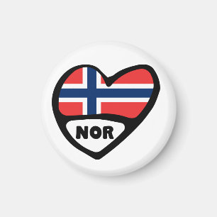Aimant Norvège Pays Code Indicateur Coeur, NOR