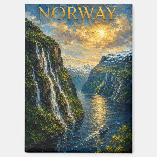 Aimant Norvège : souvenir artistique de coucher de soleil