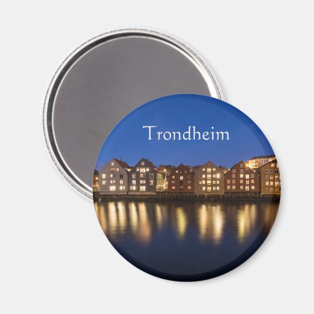 Aimant Norvège Trondheim la nuit (Recto/Verso)