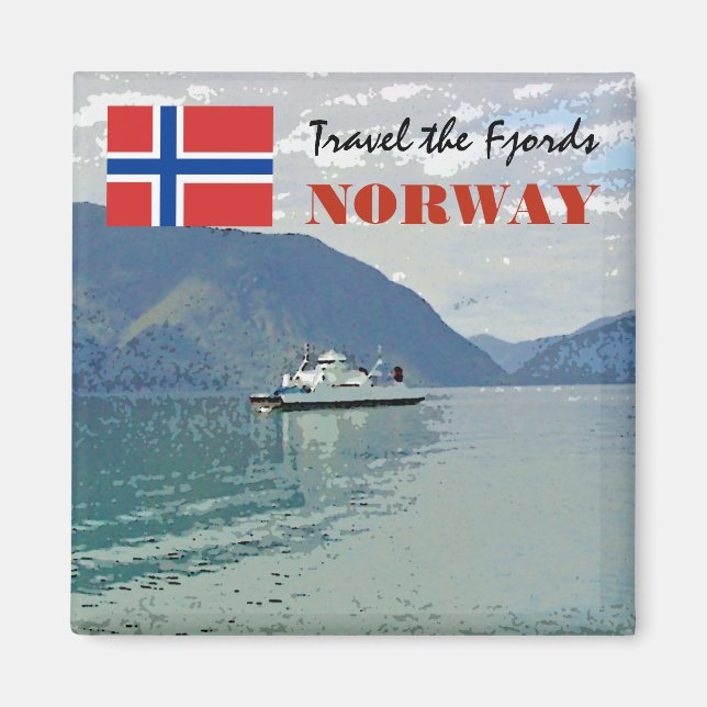 Aimant Norvège vintage Scandinavie Fjords voyage souvenir (Devant)