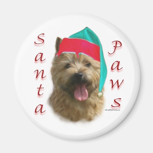 Aimant Norwich Terrier Père Noël Paws (Devant)
