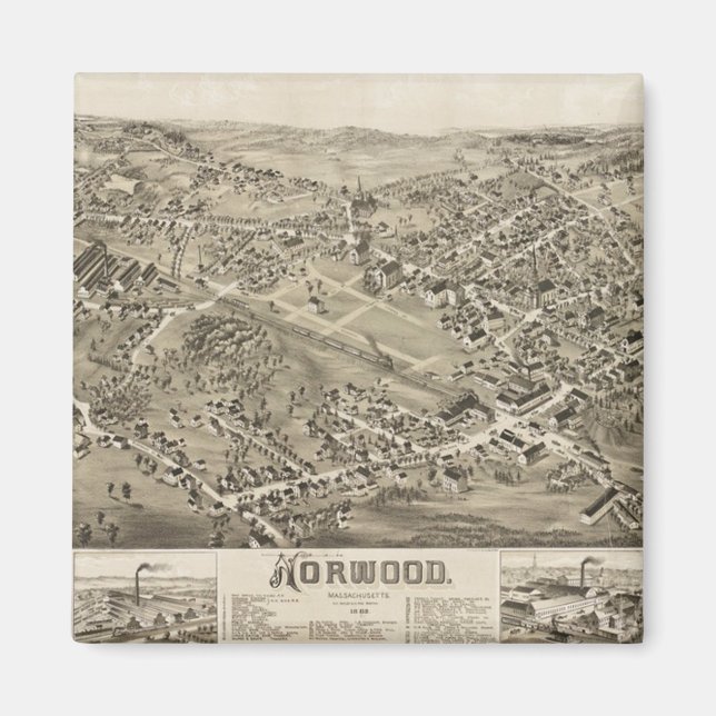 Aimant Norwood, MA Carte ancienne 1882 (Devant)