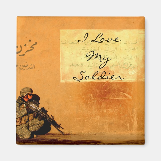 Aimant Note d'amour sur le mur Soldat militaire (Devant)